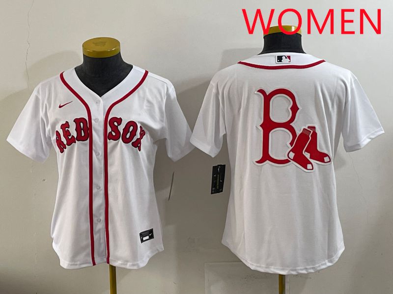 Women 2025 Boston Red Sox Blank White Game Nike MLB Jersey style 5